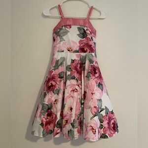 Girl's Pink Floral Printed Cotton Dress